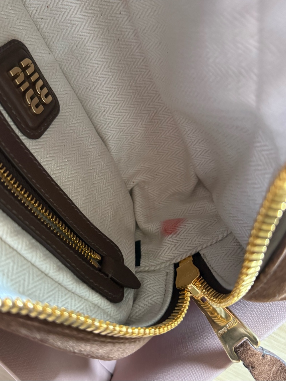 Miu Miu Brown Suede Top-Handle Satchel with Detachable Strap (brand new 1 stain) - Picture 4 of 5